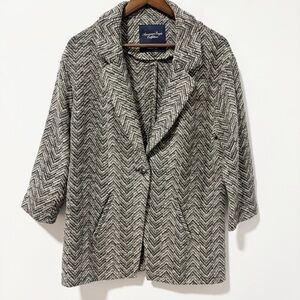 American Eagle Outfitters Herringbone Blazer Womens Sz Small Wool-Blend Chevron
